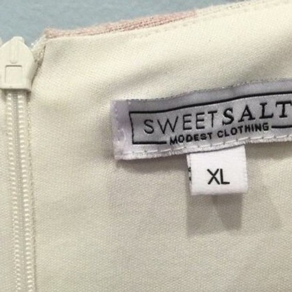 Sweet Salt Womens Faux Wrap Linen Blend Midi Dress XL Pink Gingham Modest Fall - Picture 2 of 9